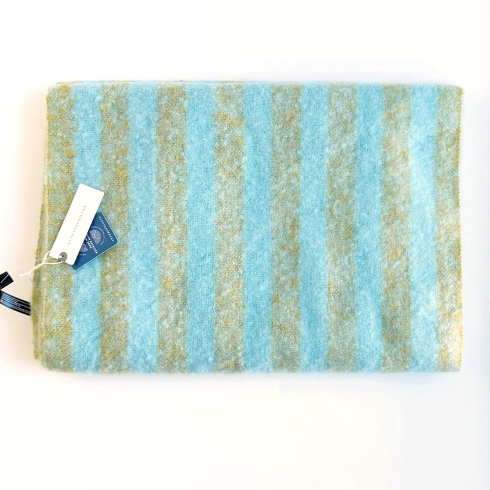 Anthropologie Brushed Woven Scarf: Vertical Stripe Edition in Blue Motif